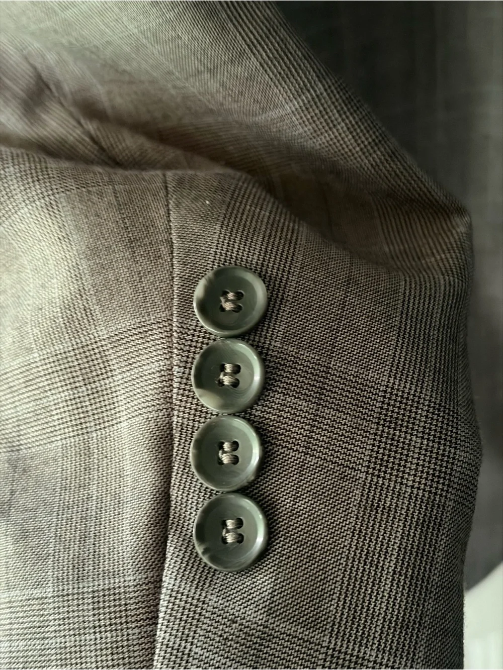 Boccaccio Uomo Gray light blue navy gray Windowpane Sport Coat blazer Sz 48 EUC